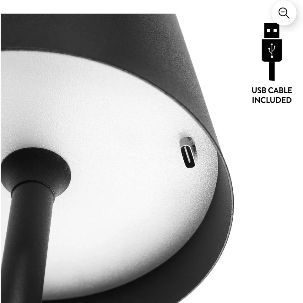 Sleek Black Table Lamps Set of 2 Wireless Rechargeable Indoor/Outdoot Brand New
